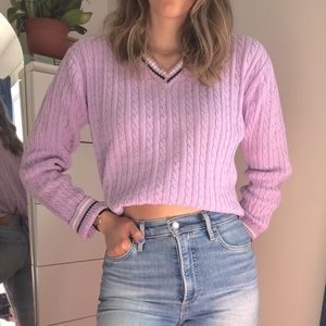 SIMONS LILAC PASTEL CABLE CRICKET SWEATER